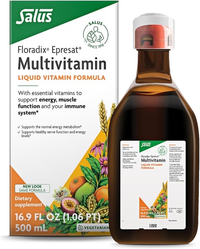 [BRSW2HDQCV7RMADJ] Floradix Epresat Liquid Multivitamin - Suplement ziołowy - Codzienne suplement z witaminą A, D, B6, Thistle mleka & More - Wsparcie dla zdrowia energii i wątroby - Wegetarianin, Non-GMO - 16.9 fl oz