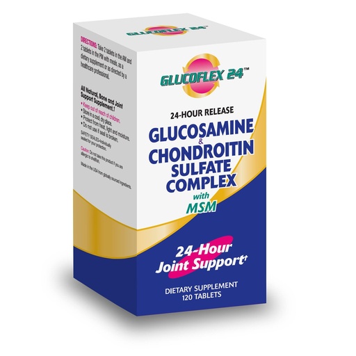 [BRSWIYQOAR4RGFA5] Glucoflex Glucosamine & Chondroitin Sulfate with MSM, 24 Hour Joint Support, Healthy Bones, Supports Healthy Mobility, 30 Servings, 120 Count