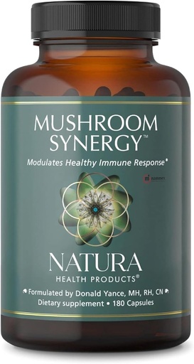 [BRSWYYYYBAHGG334] Natura Health Products Mushroom Synergy supplement - Featuring Turkey Tail, Red Reishi, Chaga, " Poria Mushrooms - Modulates Healthy Immune Response* (180 Capsules)
