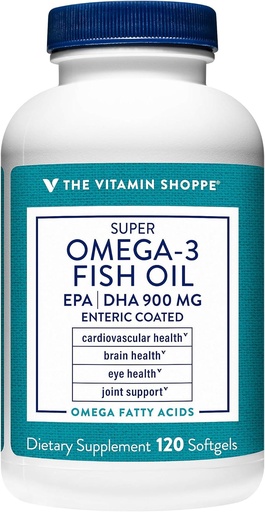 [BRSWKZDQBMBBEALU] The Vitamin Shoppe Omega 3 Fish Oil 1290mg, EPA 735mg & DHA 165mg, Purity Assured, Molecularly Distilled to Support Cardiovascular, Joint and Brain Health (120 Softgels)