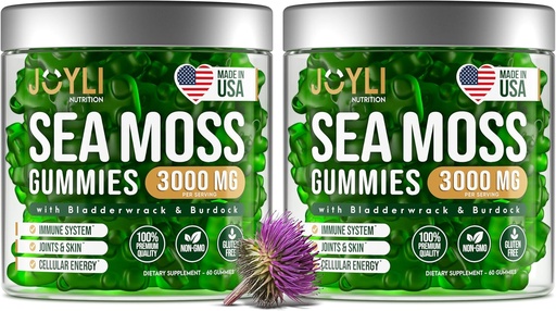 [BRSRAHD6AEHBYYLU] JOYLI Nutrition 2 Pack - Sea Moss Gummies for Aikuinen & Kids ... Vegan Irish Sea Moss Supplement with Blackderwrack & Burdock Root