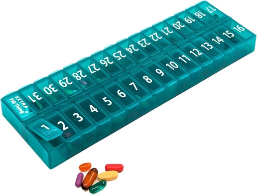[BRSRAGIQOQBBG23B] Once- a Day Monthly Pill Organizer Removable Lid for Easy Lading - Stor Segment Pill Box Medicin til hele måneden Plus en Segment for Ekstra Pills BPA Gratis