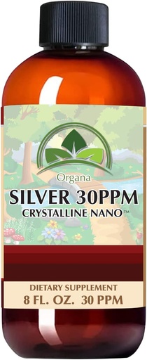 [BRSWYHQZOACQKHQ3] Organa Crystalline Nano Colloidal Silver - Ultra Pure Silver Liquid per Supporto Immune - Soluzione Supplemento Ultimate - Plata Coloidal - 8 once - 30 PPM