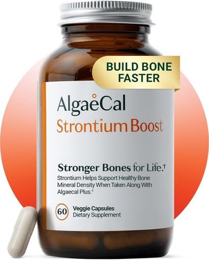 [BRSW2CAZCUBRGHI6] 藻类Cal - Strontium boost, 天然钙增量补充骨密度, Strontium Citrate 680 mg, 易吞骨健康与骨强, Gluten - Free - 60 Veggie Caps - 美国制造