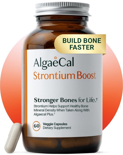 [BRSW2CAZCUBRGHI6] AlgaeCal - Strontium Boost, Natural Calcium Supplement for Bone Density Increase, Strontium Citrate 680 mg, Easy to Swallow for Bone Health & Bone Strength, Gluten-Free - 60 Veggie Caps- Made in USA