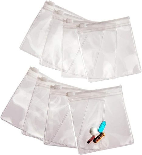 [BRSWGAQHCF5ROG3J] Smooth Trip pilulky pre cestovanie - 8 Reusable Certified Food Grade Zip Top pilulky Pouches pre medicínu, Vitamíny, Snacks a príslušenstvo - Väčšie 3.25 x 3.5 Veľkosť