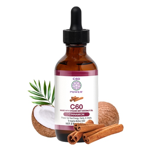 [BRSRAYAQDIHAKADZ] C60 Power Cinnamon Flavored C60 in Organic MCT Coconut Oil - Natural Wellness & Antioxidant Support for Men & Women, 99.99% Pure Sublimated C60, Promotes Energy, Clarity, & Stamina - 2 fl oz Bottle