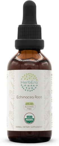 [BRSRO2Q7OQDQ22Y2] HerbEra Echinacea Root B60 USDA Teinture biologique (extrait sans alcool, gouttes à base de plantes de haute puissance, système immunitaire santé) Racine biologique certifiée Echinacea (Echinacea Purpurea) Racine séchée (2 fl oz)