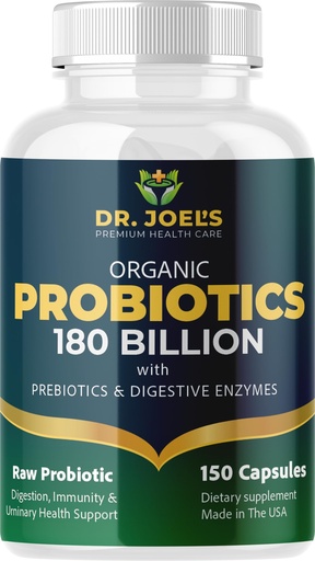 [BRSROYL7CAPWAYA3] Organic Probiotics 180 Billion CFU - 40 Strains Vegan Probiotics + Prebiotics + Digestive Enzymes - Gut & Immune Health - 100% Pure, Maximum Potency & Shelf Stable - Made in the USA
