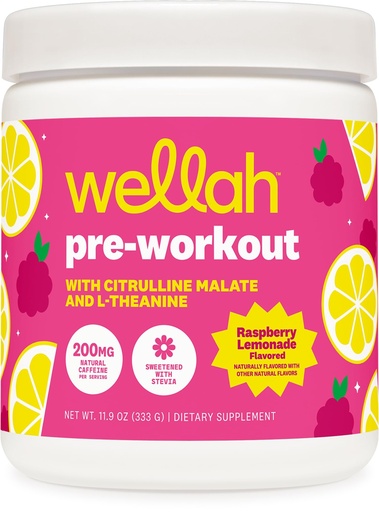 [BRSRAYD6CUPAYAY7] Wellah Pre-Workout Drink Mix (Raspberry Lemonade Flavored, 30 Servings) - with Citrulline Malate and L-Theanine, 200mg of Natural Caffeine & 1000mg of Beta-Alanine