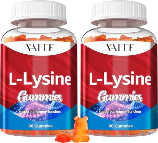 [BRSRA233OUHAOFD6] L-Lysine 1000mg Gummies - Supports Skin, Lip, Vegan, Gluten Free, 60 Chewable Lysine for Adults, Vitamins Tissue Health & Immune System, Amino Acid Vitamin Supplement & Complex Supplements (2 Pack)