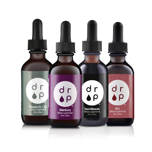 [BRSROGAQBV7W2FLJ] Drop Supplements Organic Trace Minerals, Elderberry, Vitamin B12 and Vitamin D3+K2 Drops Bundle