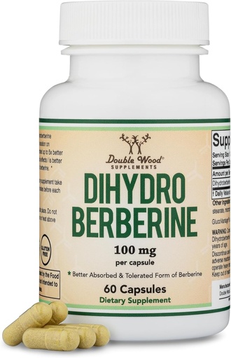 [BRSROHA2OEMRMELV] Dihydroberine supplement 100mg, 60 Capsules (Patented GlucoVantage Super Berberine, May be 5X More Effective Than Berberine with Less Side Effects) Third Party Tested, Vegan Safe by Double Wood