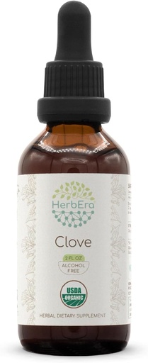 [BRSRO2Q7AB5BQAD5] HerbEra Clove B60 USDA Økologisk Tinktur | Alkohol-fri ekstrakt, høy potens Herbal Drops, Immunsystem Helse | Certifisert organisk Klove (Syzygium Aromaticum) Tørket Blomster Buds (2 fl oz)