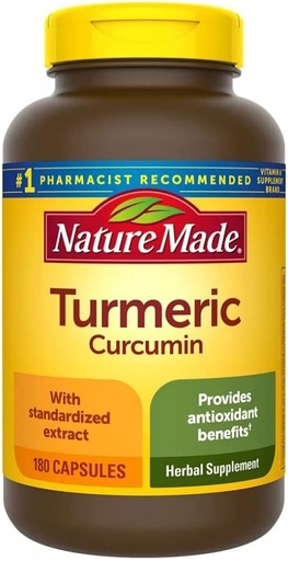 [BRSWGFT6BMBAYCT4] Natura fatta Curcumina Turmerica 500 milligrammi. Capsule (antiossidante) Valore Dimensioni 180 Ct
