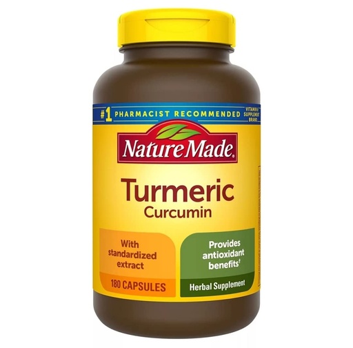 [BRSWGFT6BMBAYCT4] Nature Made Turmeric Curcumin 500 milligram. Capsules (Antioxidant) Value Size 180 Ct