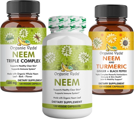 [BRSRAEIZOYBGO3A3] Premium Neem & Turmeric Supplement Bundle – 2-in-1 Capsule Formula for Skin Health, Immune & Cleansing Support