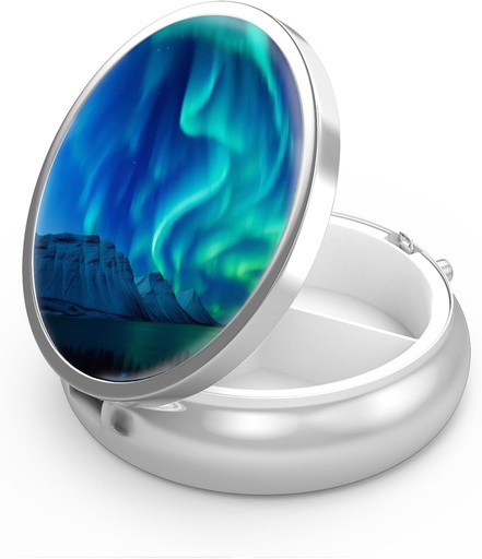 [BRSW2ZA3DIMBYGT5] Skříňka 3 Kompozitní malá pouzdro, přenosné pro kapesní nebo Purse Pill Pořadatel Pill Držák na držák vitaminy, léky, rybí olej a doplňky (Northern Light)