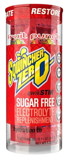 [BRSWIEAECQJQAYA7] Sqwincher Zero Qwik Stik, Fruit Punch, Sugar Free, Low Calorie, Low Sodium Electrolyte Replacement Powder Hydration Drink Mix, .11 oz Packet (Pack of 200)