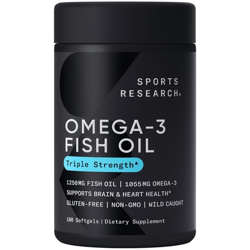 [BRSRM2YBB57AY33D] Sports Research Omega-3 Fish Oil, 180 Softgels