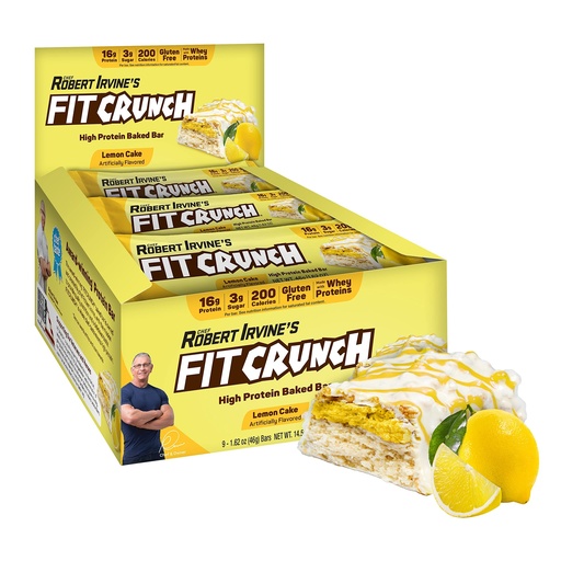 [BRSWYZ34AECRE3QY] FITCRUNCH Snack Size Protein Bars, 6-Layer Baked Bar, 3g of Sugar & Soft Cake Core (9 Bars, Lemon Cake)