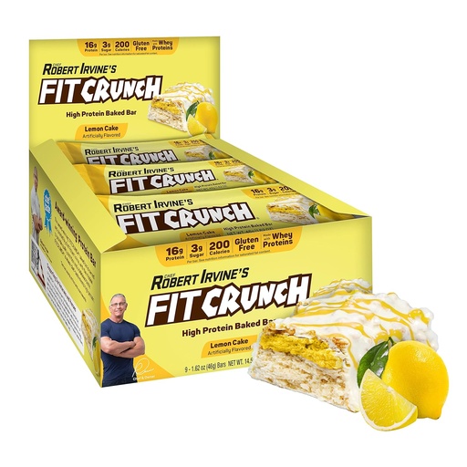 [BRSWYZ34AECRE3QY] FITCRUNCH Snack méret fehérjék bárok, 6-Layer Sütött Bár, 3 g Sugar & Soft Cake Core (9 bar, Lemon Cake)