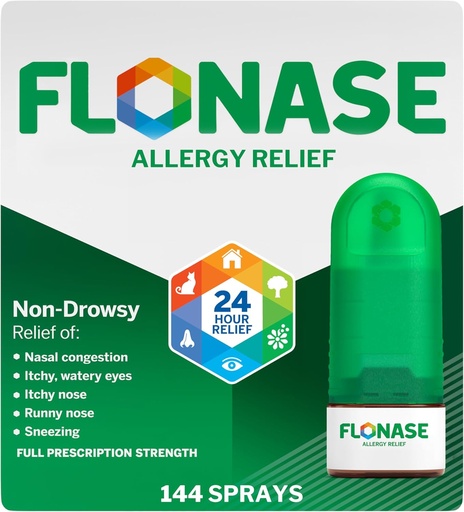 [BRSWY2Q6BAFQOCI2] Flonase Allergy Relief Nasal Spray, 24 órás nem fulladásos allergia orvoslás, mért orrspray - 144 Sprays- ősz és szezonális allergia enyhítés