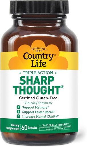 [BRSRMCYZB4JQICQZ] Country Life Sharp Thought - Memory & Cognitive Support Supplement – Sharp-PS Gold Phosphatidylserine + DHA – Promotes Mental Clarity & Faster Recall – Gluten-Free, 60 Capsules