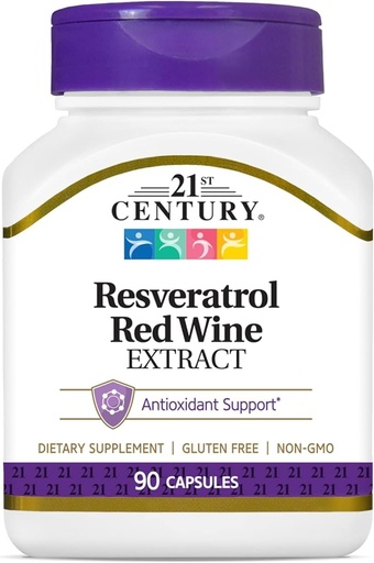 [BRSWIYI4CABQYETO] 21st Century Resveratrol Red Wine Extract kapselit, 90Count