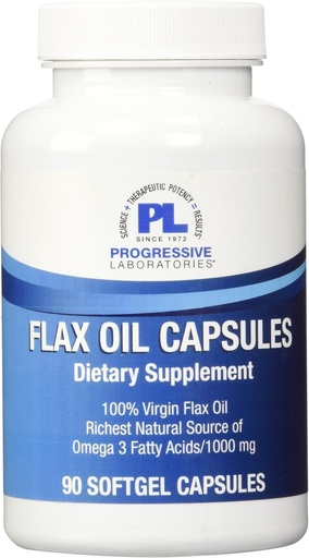 [BRSWIYQDBYNGKGA5] Progressive Labs Flax Oil Capsules Supplement, 1000 mg, 90 Count