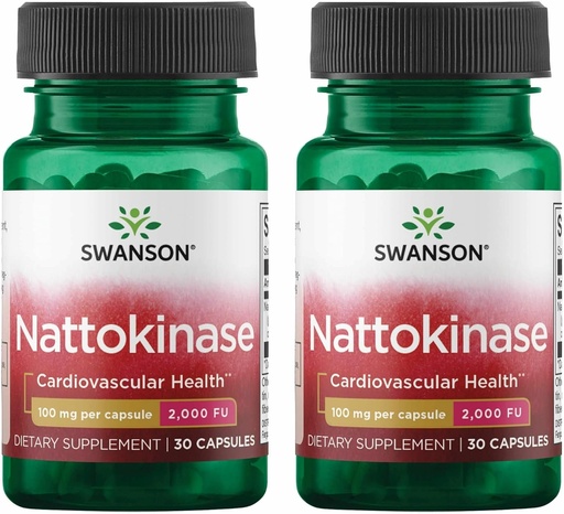 [BRSWIHY7OIMGAH3K] Swanson Nattokinase 2000 Fibrinolytic Units 100 Milligrams 30 Capsules Enzyme (2 Pack)