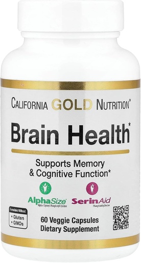 [BRSRMYADOICBGHL2] California Gold Nutrition Brain Health com Alpha-Glicerofosforilcolina, cálcio, fósforo e fosfatidilserina, 60 cápsulas vegetativas