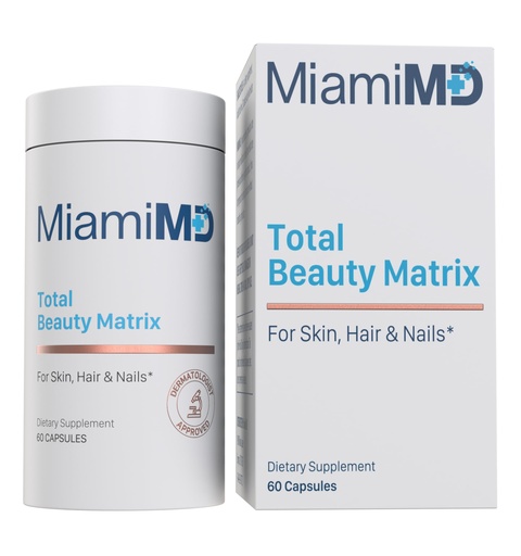 [BRSW2GA5CV5AA2AU] MiamiMD Total Beauty Matrix Collagen Supplements for Women - Collagen Capsules with Vitamin C for Hair, Skin and Nails - Cruelty Free - 60 Capsules