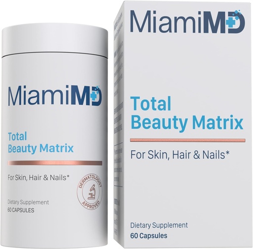 [BRSW2GA5CV5AA2AU] MiamiMD Total Beauty Matrix Collagen supplementen voor vrouwen - Collagen Capsules met vitamine C voor haar, huid en nagels - Cruelty Free - 60 Capsules