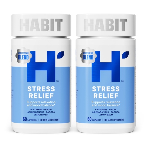 [BRSRAZYYPJYR6D3L] Habit Stress Relief Supplement 2 Pack (120 Capsules) - New Look, Supports Relaxation & Mood Balance, Vitamin B, Adaptogens, Lemon Balm, Calming, Vegan, Non-GMO