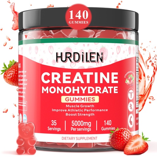 [BRSRAGQOCR7AKDTH] 140 Count Creatine Monohydrate Gummies, 5000mg Creatine Monohydrate No Sugar Gummies for Women & Men with L-Taurine, Vitamin B12 for Muscle Strength, Muscle Recovery, Glute Builder, Energy Boost