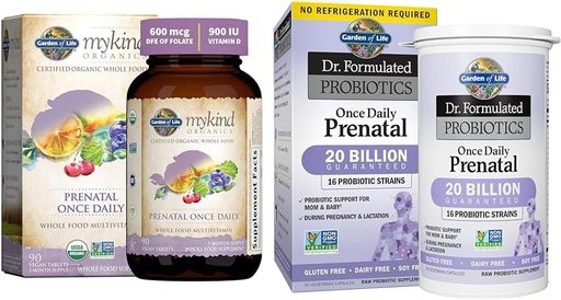 [BRSROAIKCQBAO2AZ] Livshage Organics Prenatal Vitamin: Folat for energi og sunn Fetal utvikling & - Dr. Formulert Probiotika En gang daglig prenatal - Acidophilus og Bifidobacteria Probiotic Support