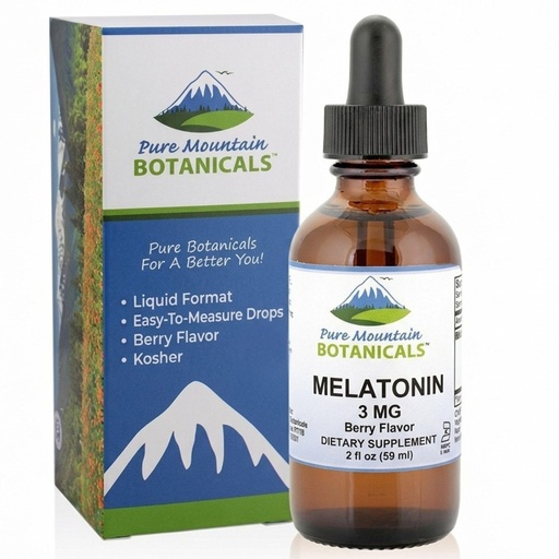 [BRSWGFAPOQHBQEQV] Liquid Melatonin 3mg Drops for Adults - Natural Berry Flavor - Sublingual Nighttime Sleep Support - Sugar-Free - Glass Bottle - 59 Servings