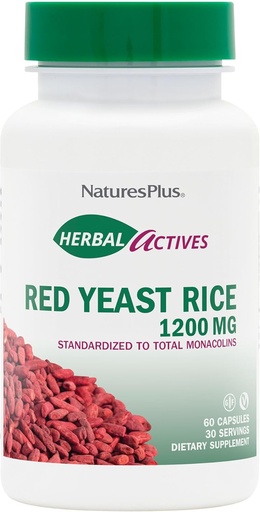 [BRSWIYTYO4ORYC3O] NaturesPlus Herbal Actives Red Yeast Rice 1200 מ"ג - 60 קפסולות - Non-GMO, טבעוני, Gluten Free - 30 משרתים