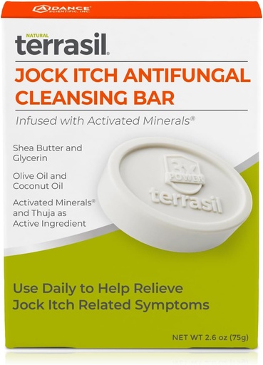 [BRSW2EIDBB4BSYDH] terrasil Antifungal Jock Itch Soap for Men, Fast Relief & Treatment from Burning, Itchy Skin, All-Natural Moisturizing Ingredients, Dermatologist Tested, 75g Bar