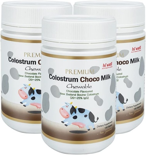 [BRSWGEAYAUOQAGQ2] (Pack of 3) Hi Well Premium Grass-Fed Colostrum Choco 150 tabletter