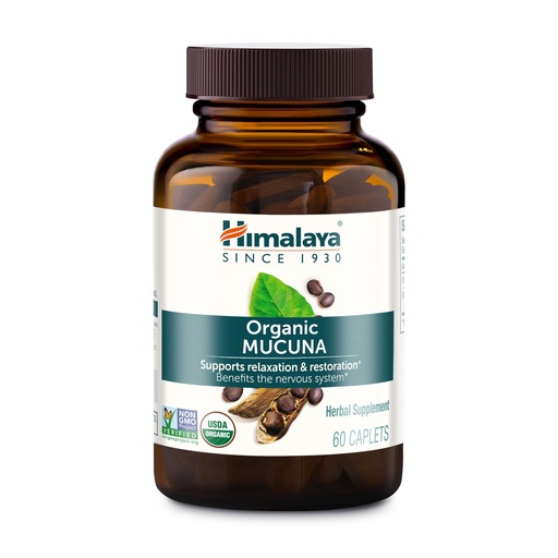 [BRSWIY3YDJ5BWHT4] Himalaya USDA Organic Mucuna Pruriens Supplements, 600mg, Mucuna Pruriens Extract for Calming Relaxation from Tension and Promoting Brain Function - Vegan, Non-GMO, Gluten Free, 60 Caplets