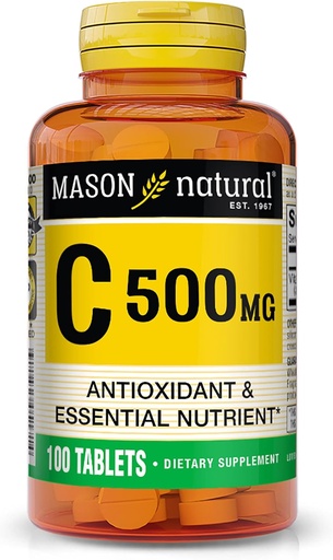 [BRSWI2QPAABQI33M] MASON NATURAL Vitamin C 500 mg - Supports Healthy Immune System, Antioxidant and Essential Nutrient, 100 Tablets
