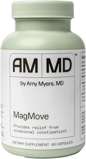 [BRSWGFITOQGQYCQ4] Amy Myers MD MagMove - 健康な腸の動きをサポート - Gut Motility用マグネシウムサプリメント - ACV、アーティチョーク&ジンジャー - 60カプセル(30サービング)