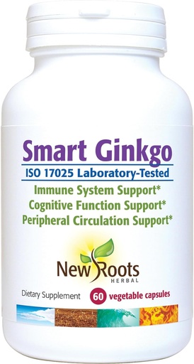 [BRSRAHA3BUBQ2AIZ] ÚJ ROOTS HERBAL Smart ginkgo kiegészítés, 60 növényi kapszula, immunrendszer és kognitív támogatás