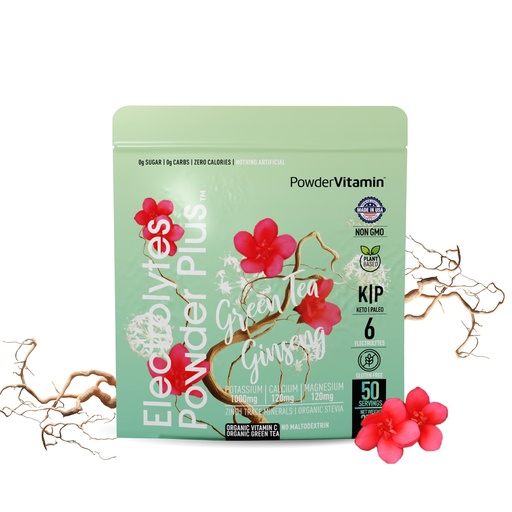 [BRSRAGQLOQMBQC3P] PowderVitamin Electrolytes Powder Plus (50 Servings) Green Tea Ginseng Electrolyte Powder Keto, Sugar Free, Pink Himalayan Salt,1000mg Potassium,120mg Calcium,120mg Magnesium, Hydration Powder