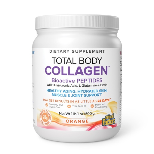 [BRSWGHYNDMNB43TZ] Natural Factors, Total Body Collagen, Bioactive Peptides Powder for Healthy Skin, Hair & Joints, Orange