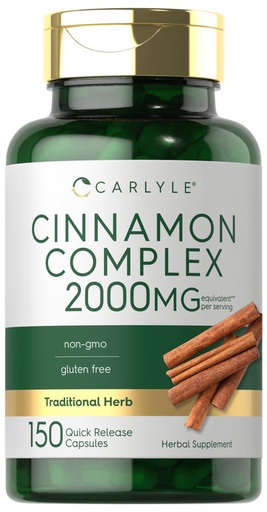 [BRSRO2QTCBYGACTU] Carlyle Ceylon Cinnamon Complex with Gymnema and Mulberry | 150 Capsules | Non-GMO, Gluten Free Supplement