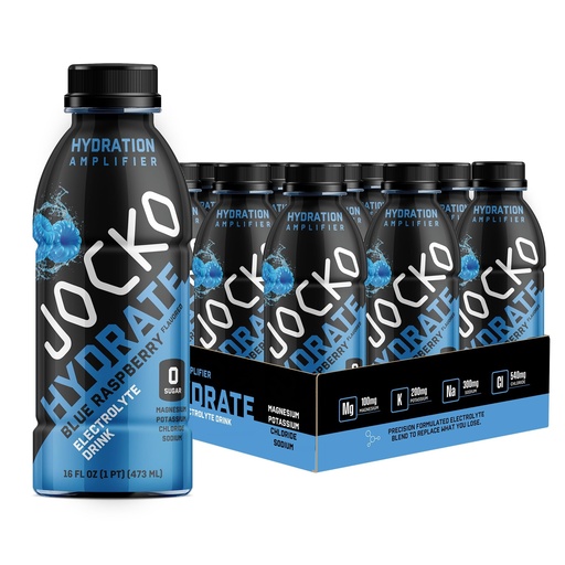 [BRSRAYADAF6WG3TU] Jocko Fuel Hydrate Electrolyte Drinks - Sports Drink Hydration Amplifier, Thirst Quencher - Scientifically Formulated Electrolyte Blend Blue Raspberry 16 Oz (12 Pack)