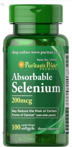 [BRSWIZQ3OV7GG3Q7] Puritan Pride Selenium 200 mcg Tablet, 100 Cacah